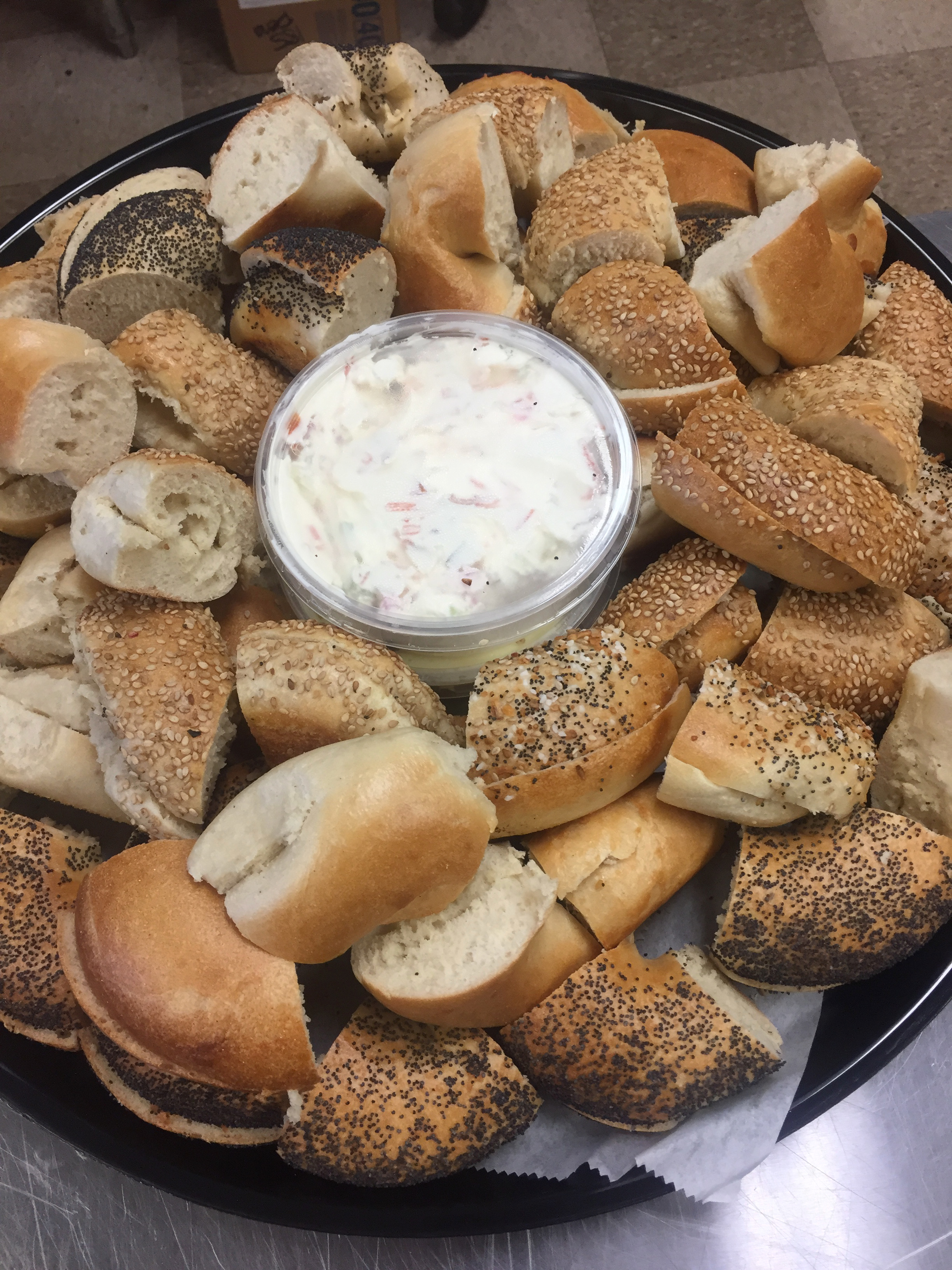 Order Bagel Bite Platter with Plain Cream Cheese & Butter food online from Greenwood Lake Bagels store, Greenwood Lake on bringmethat.com