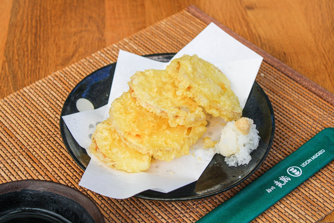 Order SWEET POTATO TEMPURA (4pc)* food online from Udon Mugizo San Jose store, San Jose on bringmethat.com