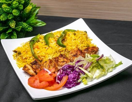 Order Chicken Kabab Plate food online from Kabora Afghan Cuisine store, Littleton on bringmethat.com