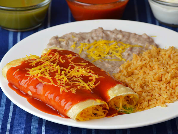 Order 3. Enchiladas (2) food online from Federico's Mexican Food store, Phoenix on bringmethat.com