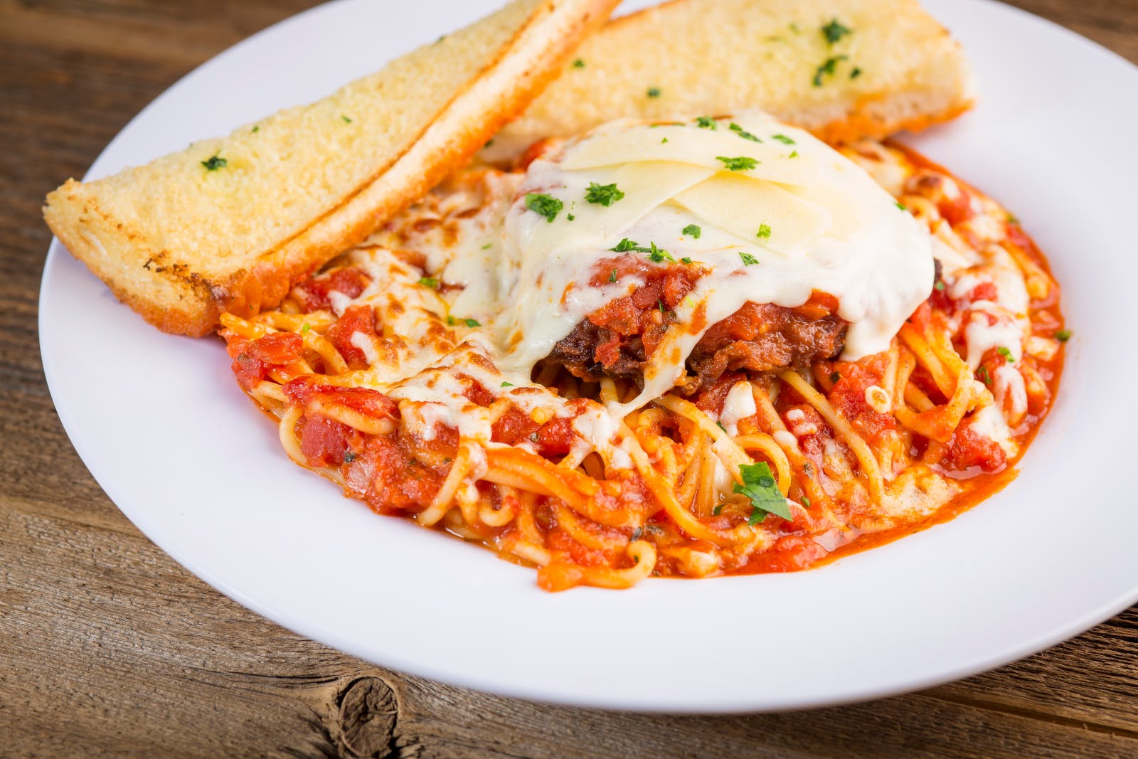 Order Chicken Parmigiana - Serves 1-3 food online from Rosati's Pizza store, Glenview on bringmethat.com