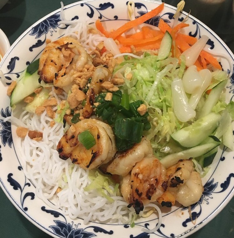 Order Grilled Shrimp over Rice Vermicelli (Bún tôm nướng) food online from Hello Saigon store, New York on bringmethat.com