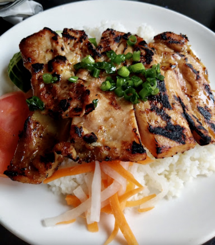 Order Grilled Chicken over White Rice (Cơm gà nướng) food online from Hello Saigon store, New York on bringmethat.com