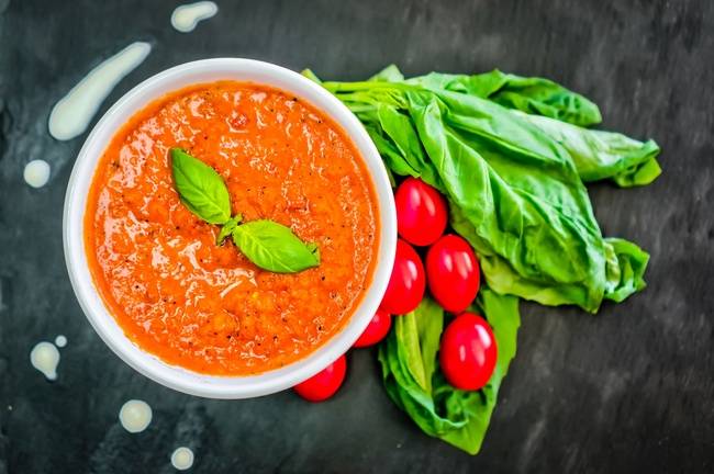Order Tomato Basil Soup - Cup food online from Squarz Bakery & Cafe store, Tempe on bringmethat.com