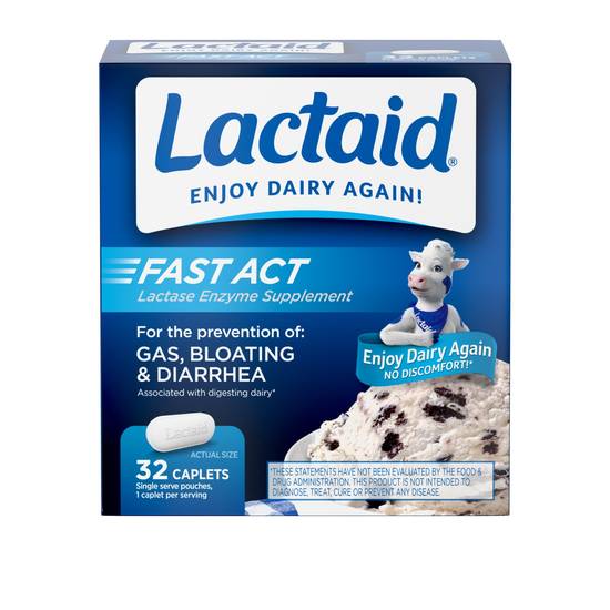 Order Lactaid Fast Act Lactose Intolerance Caplets (32 ct) food online from Rite Aid store, Cortland on bringmethat.com