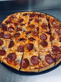 Order 12" Medium Traditional Thin Crust Pizza food online from The Station Pizzeria store, Glenwood on bringmethat.com