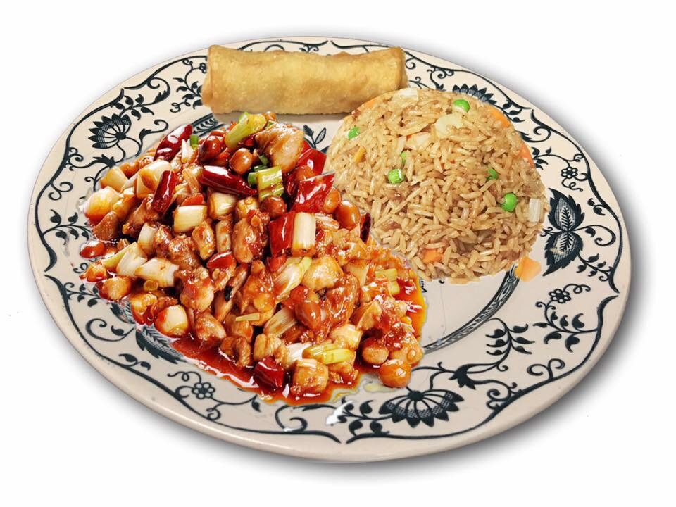 Order C25. Hot and Spicy Chicken Dinner Combination Platter food online from Panda Garden store, Bettendorf on bringmethat.com