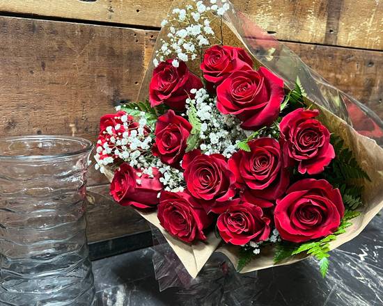 Order 1 Dozen Red Roses Bouquet food online from Niko's Flower Designs store, Chicago on bringmethat.com
