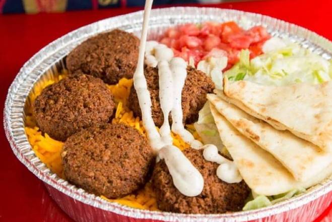 Order Falafel Over Rice Platter food online from Chicken & Rib Crib store, Bergenfield on bringmethat.com