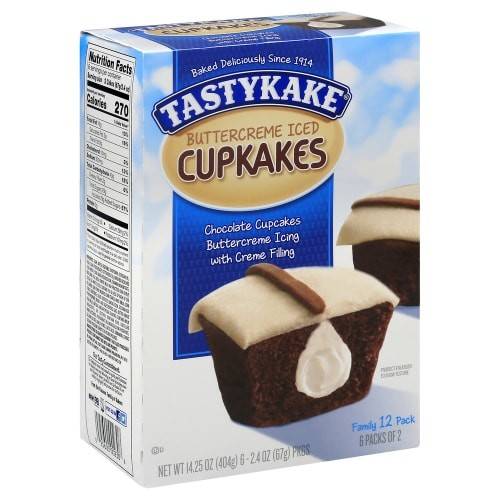Order Tastykake · Buttercream Iced Chocolate Cupcakes with Creme Filling (6 x 2.4 oz) food online from Safeway store, Rehoboth Beach on bringmethat.com