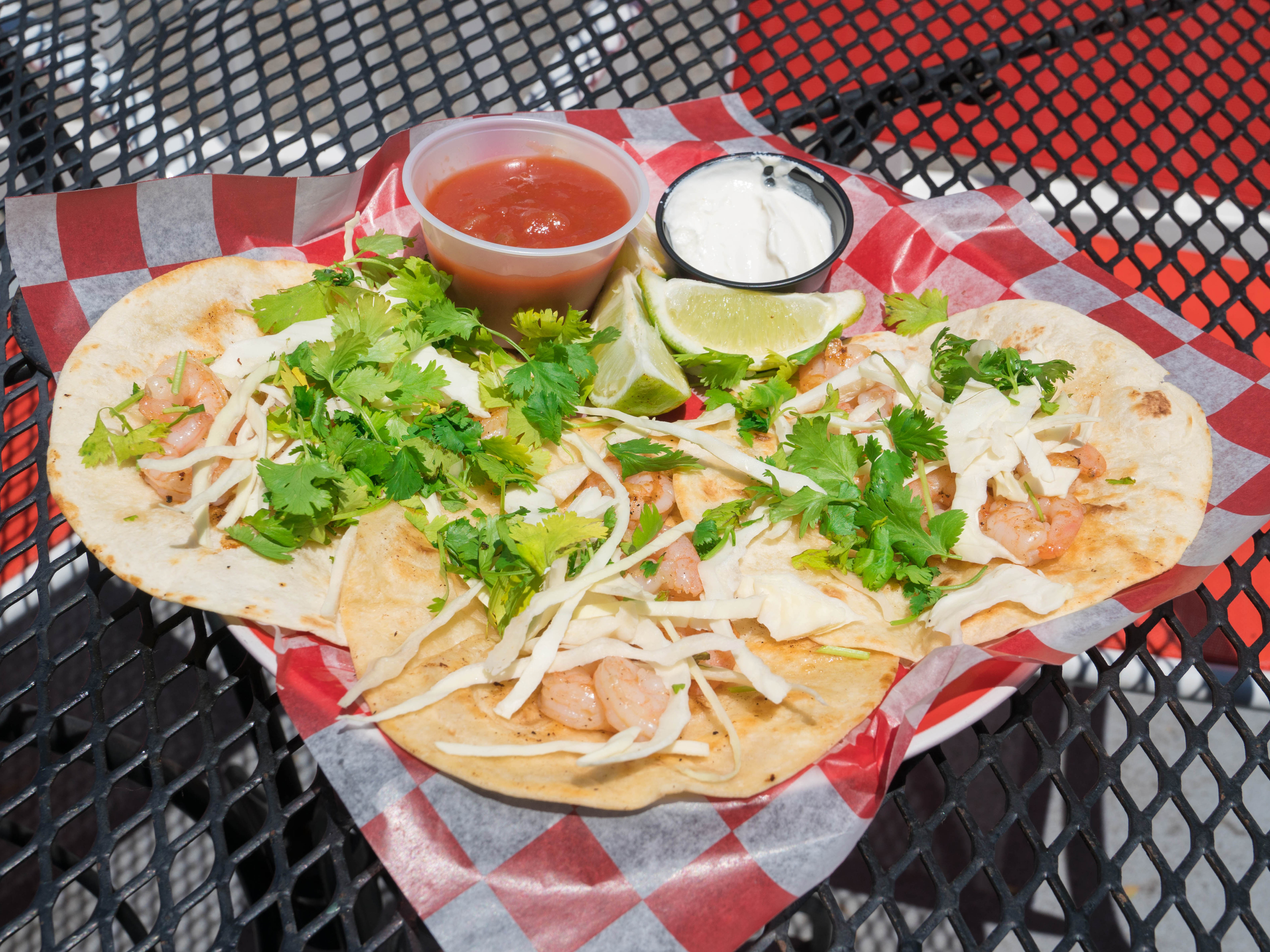 Order 3 Shrimp Tacos food online from 9th Street Grill store, Virginia Beach on bringmethat.com