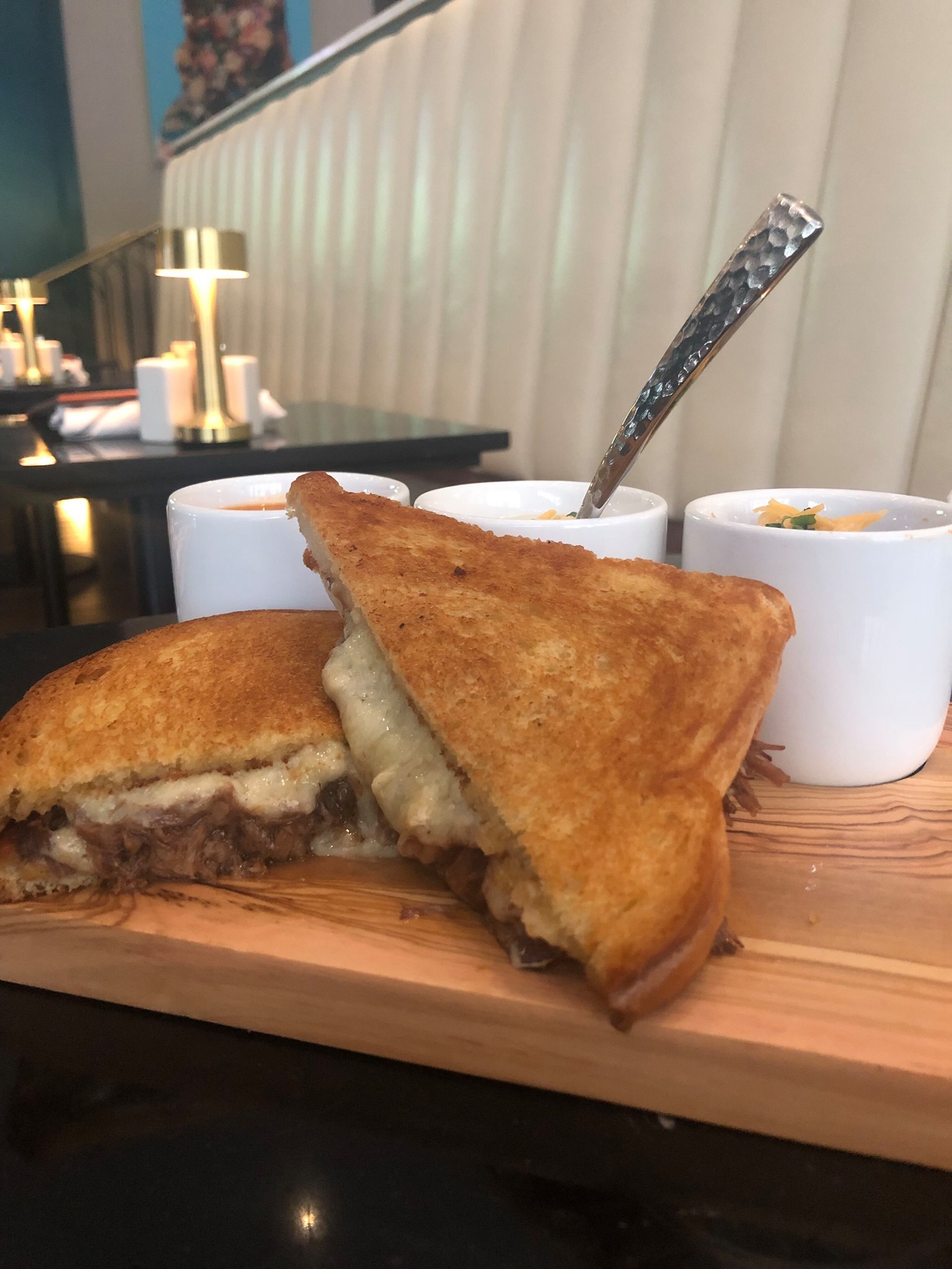 Order Grilled Cheese and Soup Flight food online from Petro Bar & Bistro store, Dallas on bringmethat.com