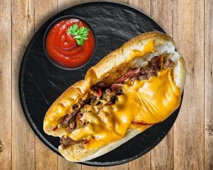 Order Philly Steak Sub 8" food online from Sub Cult store, Heights on bringmethat.com
