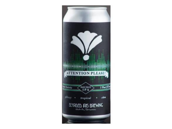 Order Bearded Iris Attention Please Double IPA - 4x 16oz Cans food online from Eagle Liquor & Wine store, Chattanooga on bringmethat.com
