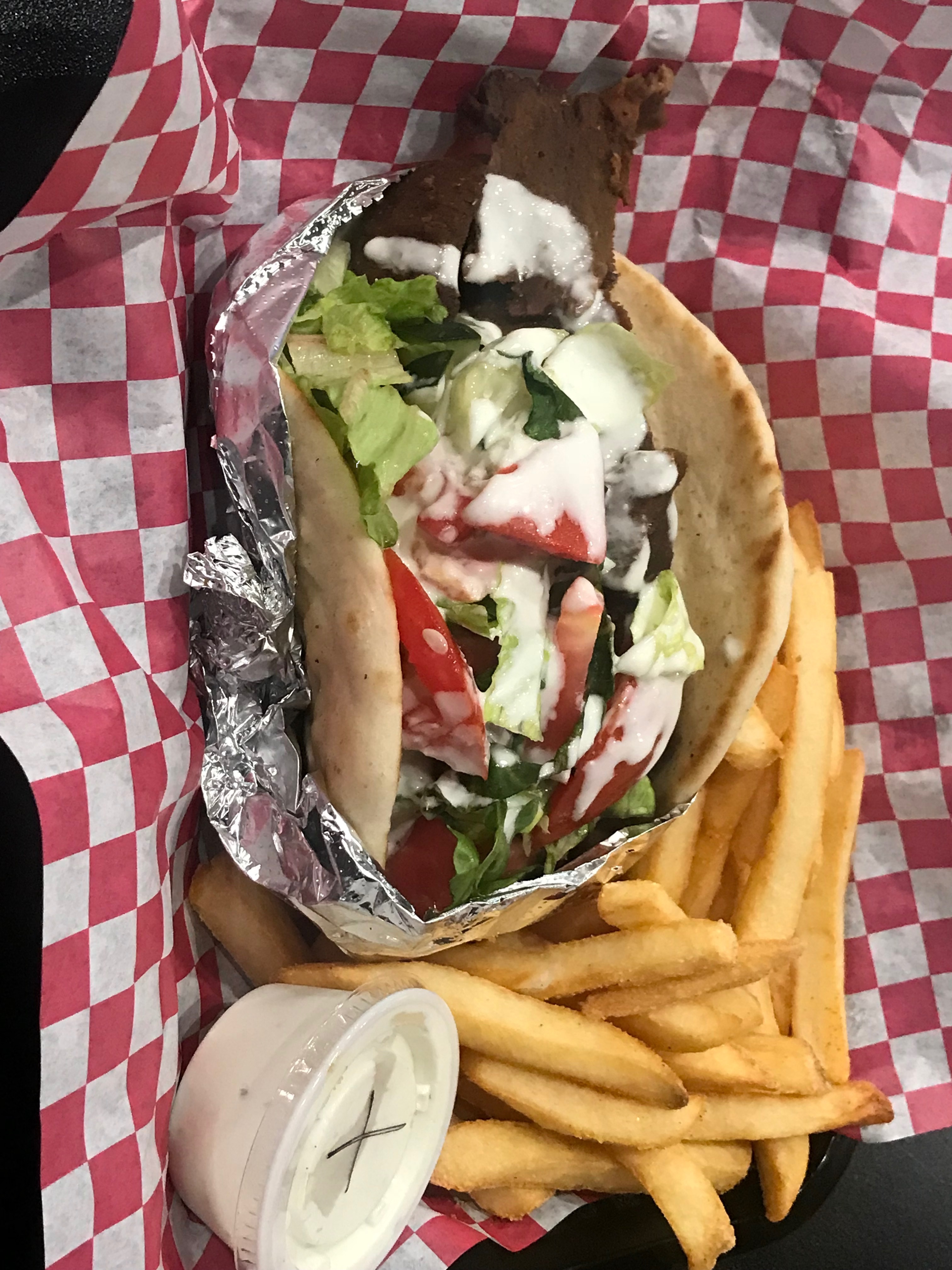 Order Gyro Wrap Combo food online from Flames Mediterranean & Grill store, Memphis on bringmethat.com