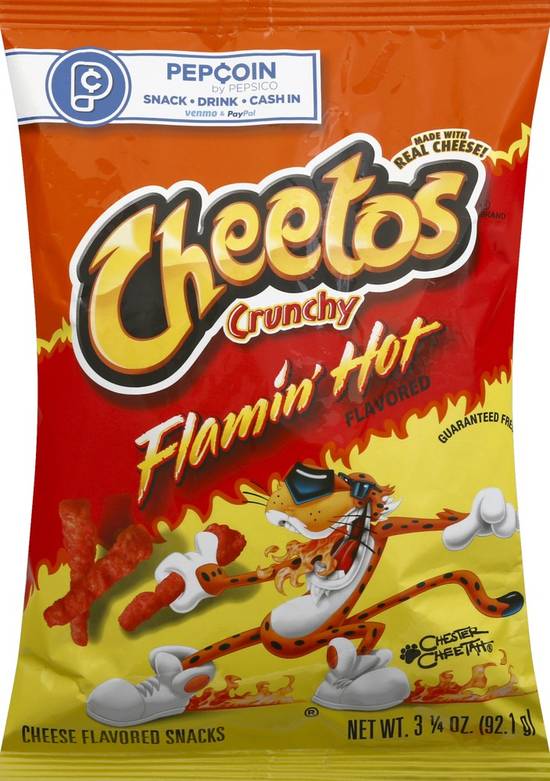 Order Cheetos · Crunchy Flamin' Hot Cheese Flavored Snacks (3.3 oz) food online from Mesa Liquor store, Mesa on bringmethat.com