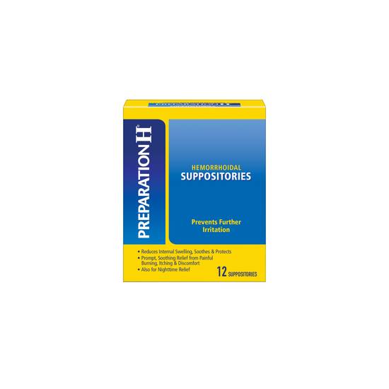 Order Preparation H Hemorrhoid Symptom Treatment Suppositories (12 ct) food online from Rite Aid store, BUTLER on bringmethat.com