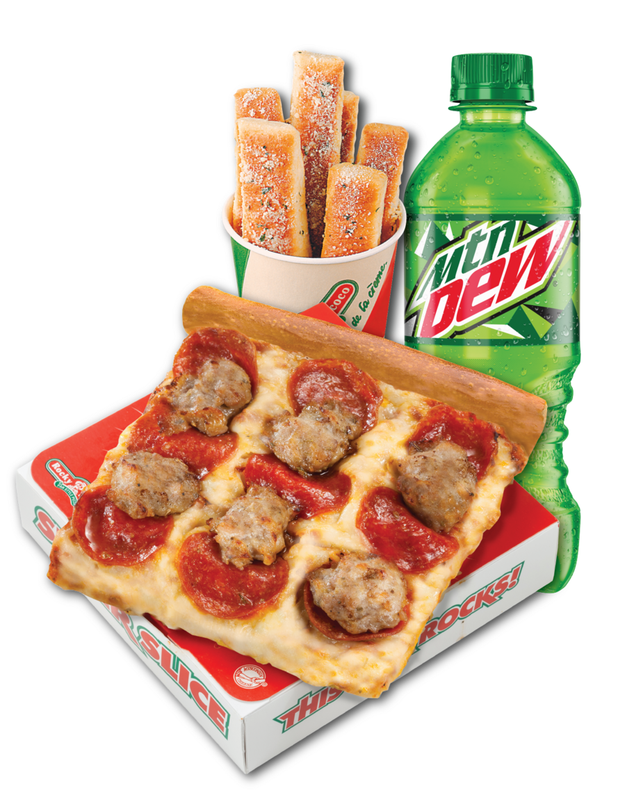Order Super Slice, Breadstick and Drink Combo food online from Rocky Rococo store, New Berlin on bringmethat.com