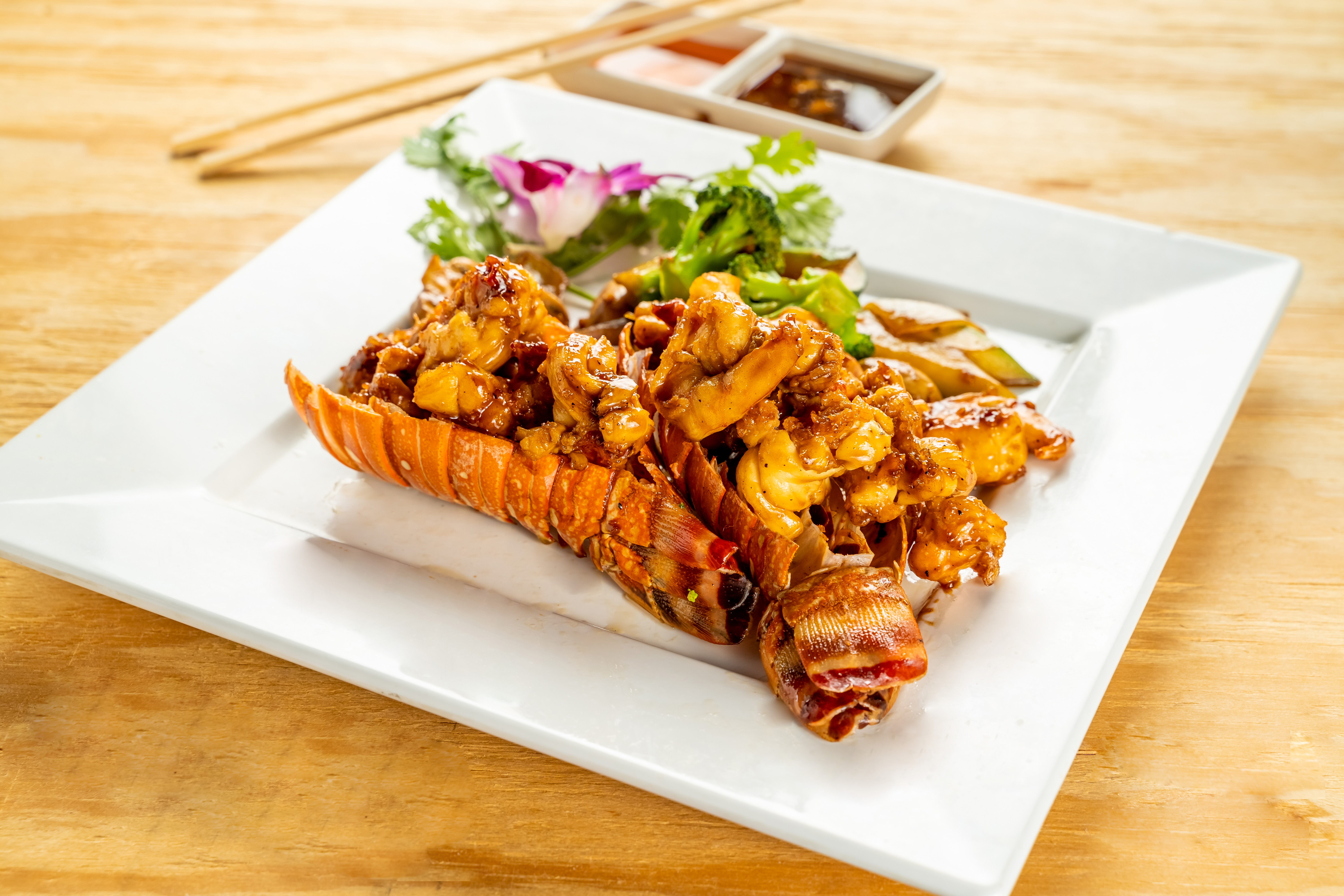 Order Twin Lobster Tail Hibachi Dinner food online from Sweet Mandarin store, Glen Cove on bringmethat.com