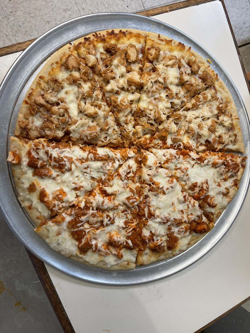 Order PIZZA (Buffalo Chicken) food online from Krispy Krunchy Chicken store, Carbondale on bringmethat.com