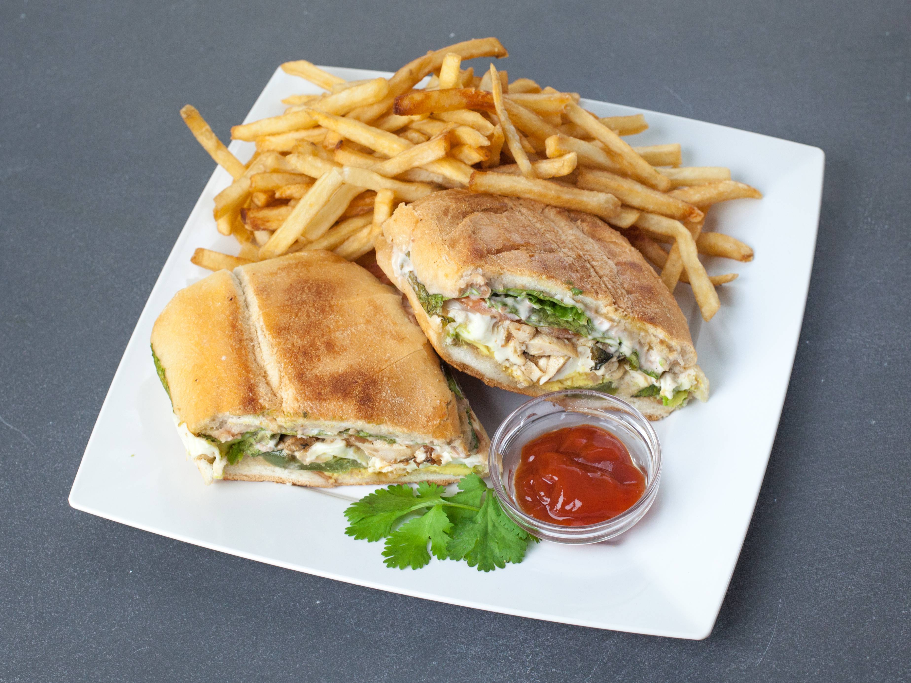 Order Torta with French Fries food online from The Haab Mexican Cafe store, Woodside on bringmethat.com