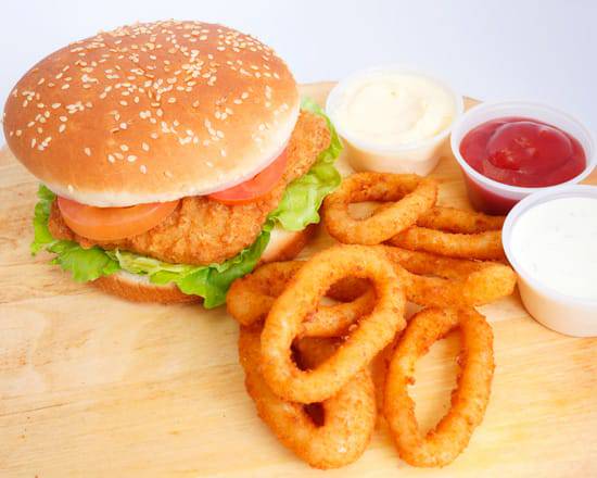 Order Chicken Sandwich  with fries  food online from Kennedy Chicken & Pizza Hallal-Fayette St. store, Perth Amboy on bringmethat.com