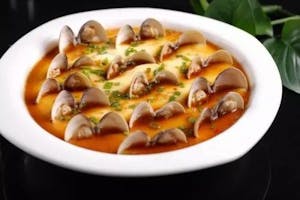 Order G2. Steamed Egg with Clams 咸蛋黄蒸蛤蜊 food online from Garage Restaurant store, San Gabriel on bringmethat.com