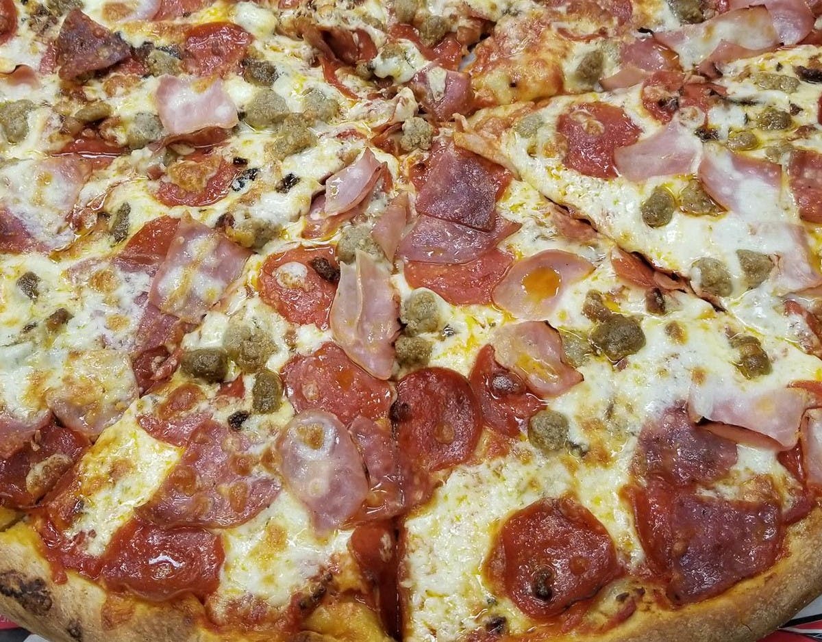 Order Meat Lovers Pizza - Small 10'' food online from Arlon's Carry Out and Delivery store, Reisterstown on bringmethat.com