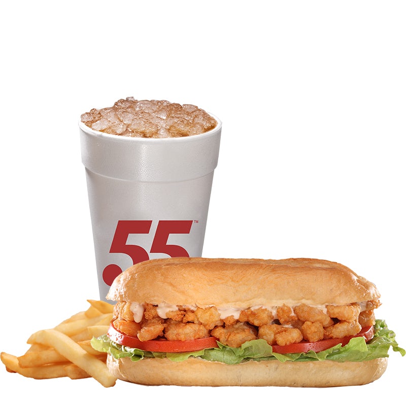 Order Shrimp Po'Boy Meal food online from Hwy 55 Burgers Shakes & Fries store, Goldsboro on bringmethat.com