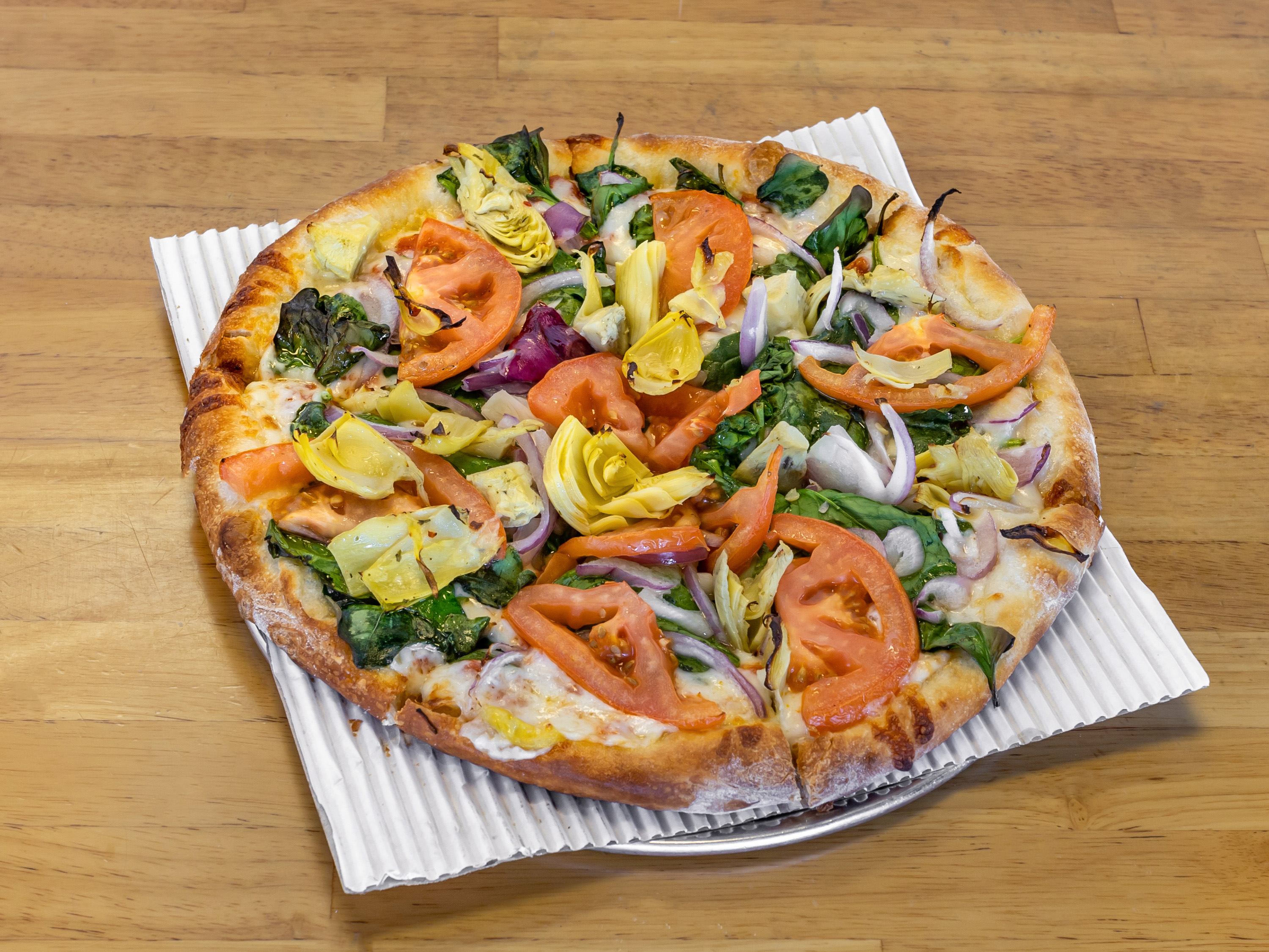 Order Edgy Vegi Specialty Pizza food online from Zeppo Pizza store, Bakersfield on bringmethat.com