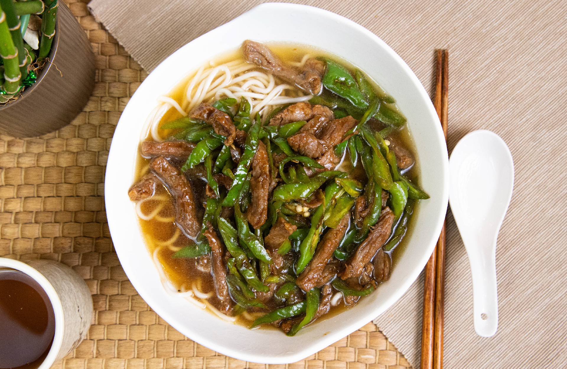 Order Beef Noodle Soup with Chili Pepper food online from Old Shanghai Soup Dumpling store, Palisades Park on bringmethat.com