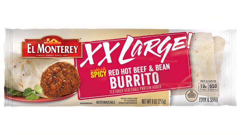 Order El Monterey XXL Spicy Red Hot Beef & Bean Burrito food online from Mac On 4th store, Alton on bringmethat.com