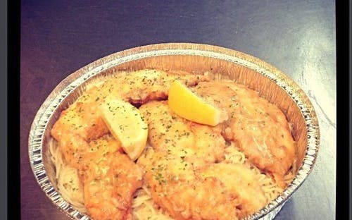 Order Chicken Francese with Pasta - Entree food online from Hometown Pizza Of Southbury store, Southbury on bringmethat.com