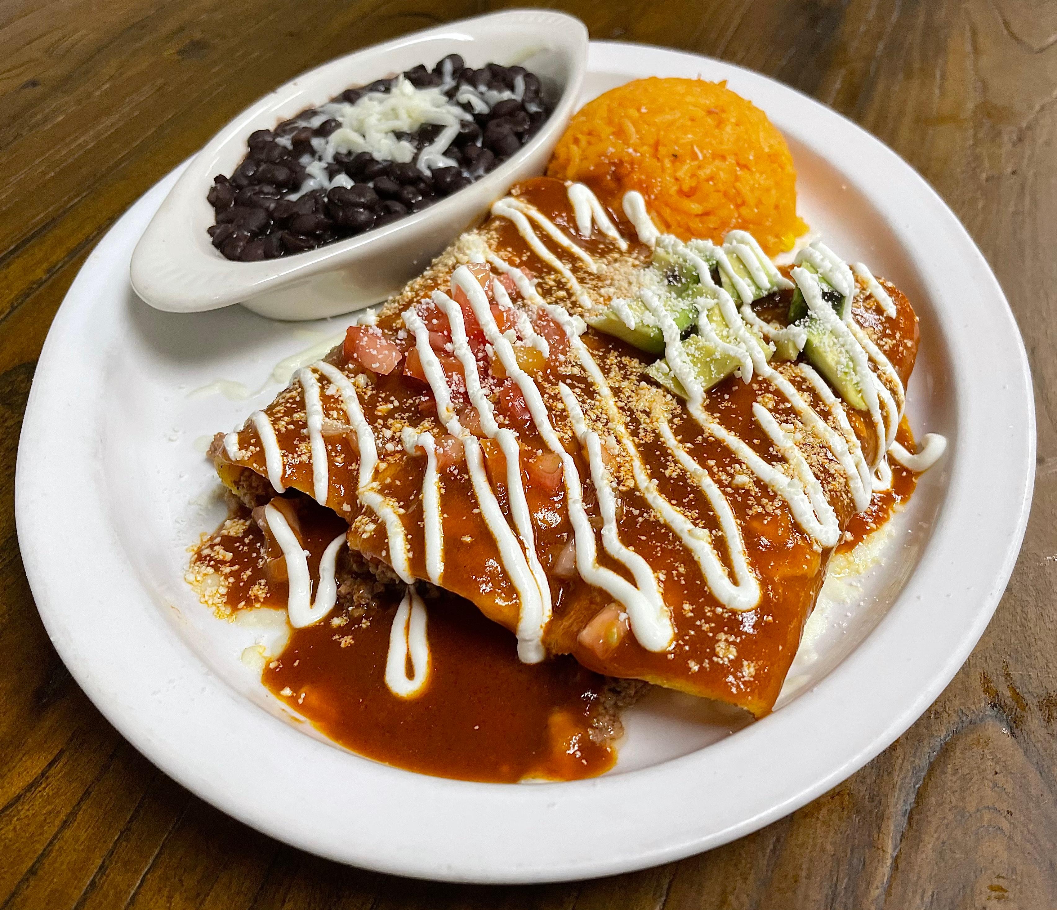 Order Enchiladas Rojas food online from Totopo Mexican Kitchen And Bar store, Pittsburgh on bringmethat.com
