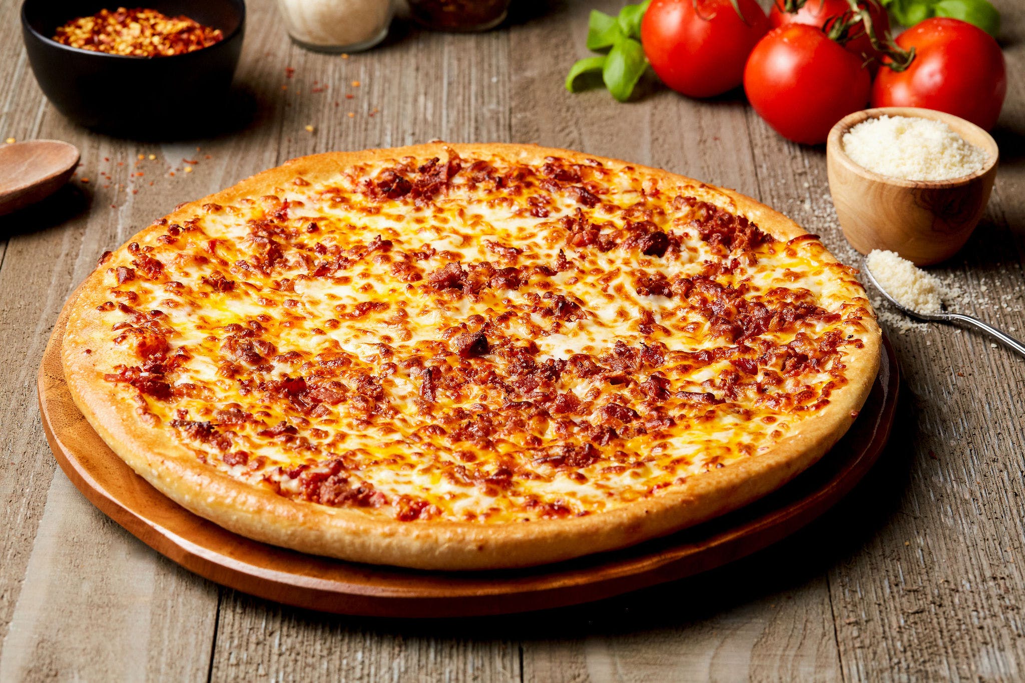 Order Bacon & Cheddar Pizza - Small 9'' food online from Simple Simon Pizza store, Paola on bringmethat.com