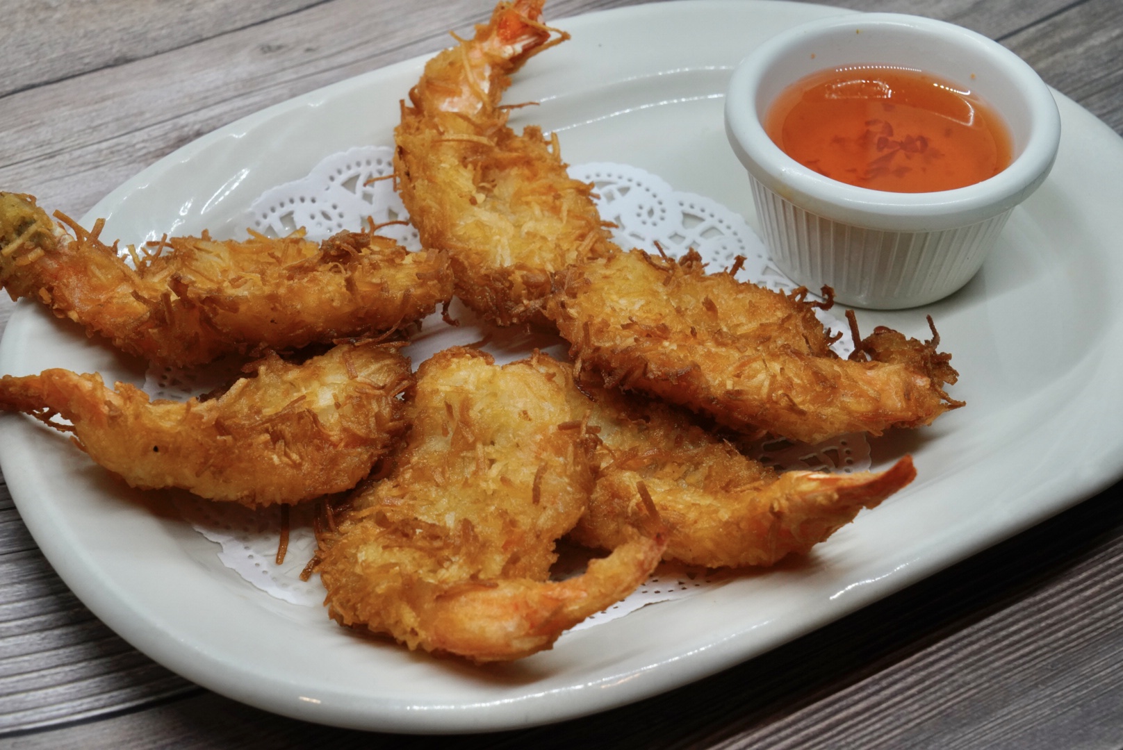 Order 13. Six Pieces Coconut Shrimp food online from Royal Orchid Thai II store, Riverside on bringmethat.com