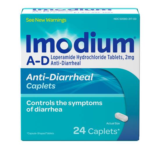 Order Imodium A-D Diarrhea Relief Caplets Loperamide Hydrochloride (24 ct) food online from Rite Aid store, Warren on bringmethat.com