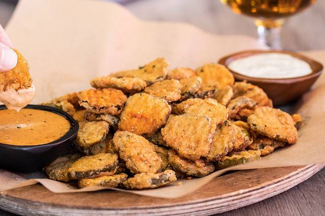 Order FRIED PICKLES food online from Rock Bottom Brewery store, Milwaukee on bringmethat.com