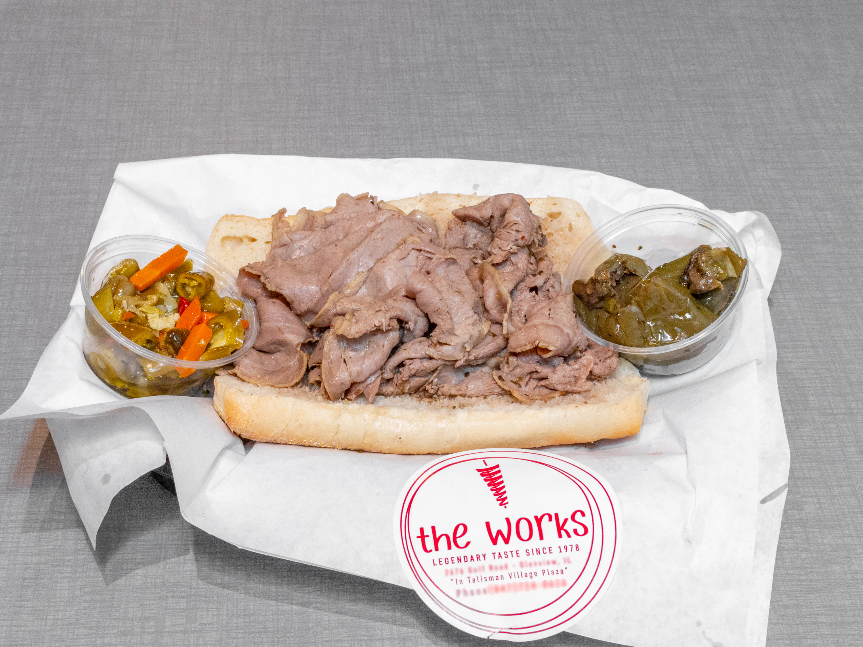 Order Italian Beef Sandwich food online from The Works store, Glenview on bringmethat.com