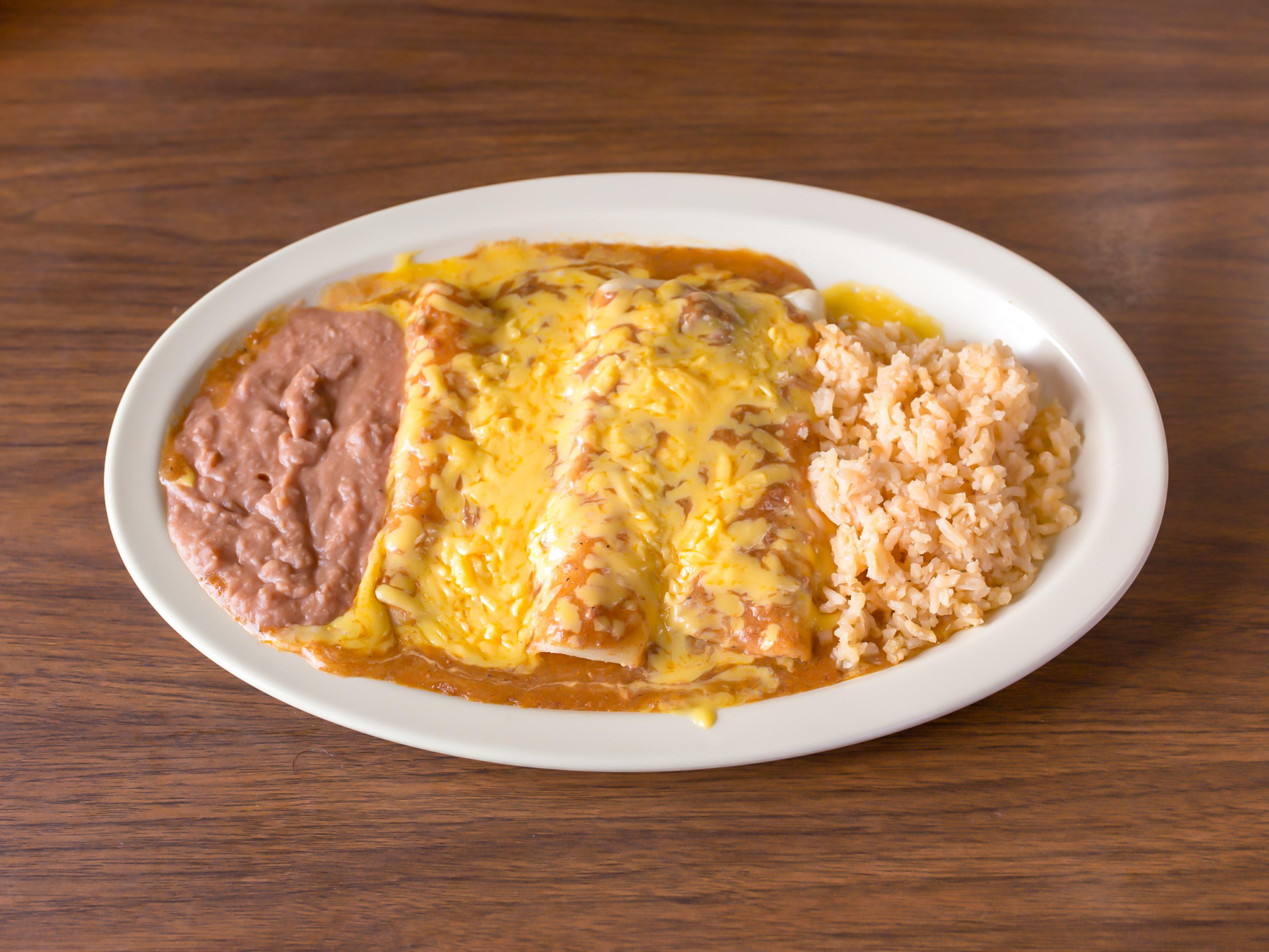 Order Enchiladas Plate food online from El Patio Cafe store, Edinburg on bringmethat.com