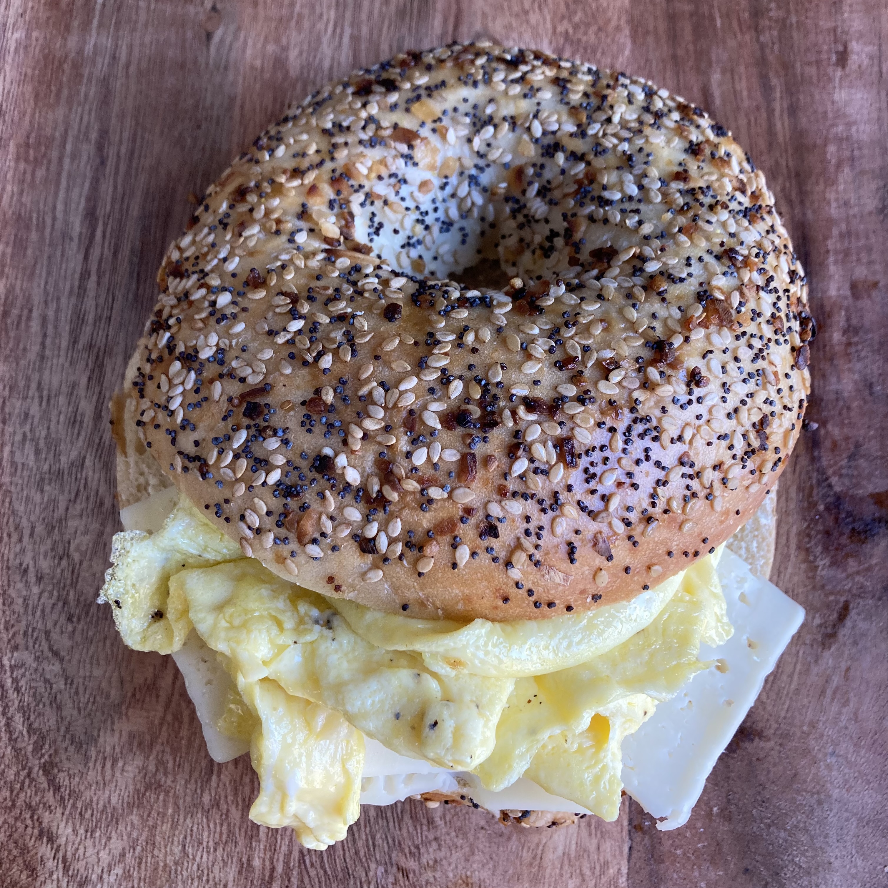 Order  Egg-on-a-Bagel w/ Swiss Cheese food online from B Cup Cafe store, New York on bringmethat.com