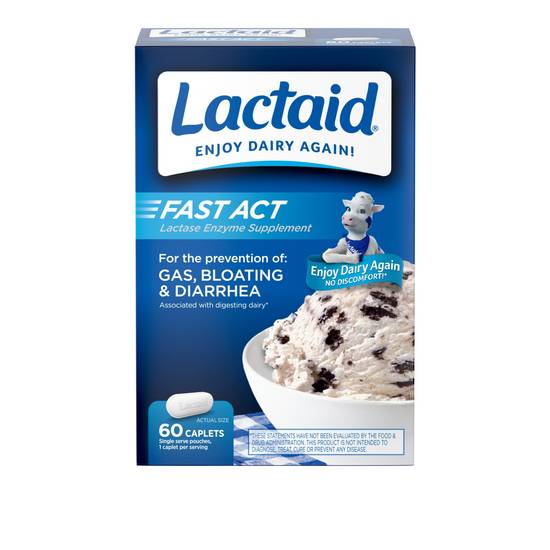Order Lactaid Fast Act Lactose Intolerance Caplets (60 ct) food online from Rite Aid store, Yucca Valley on bringmethat.com