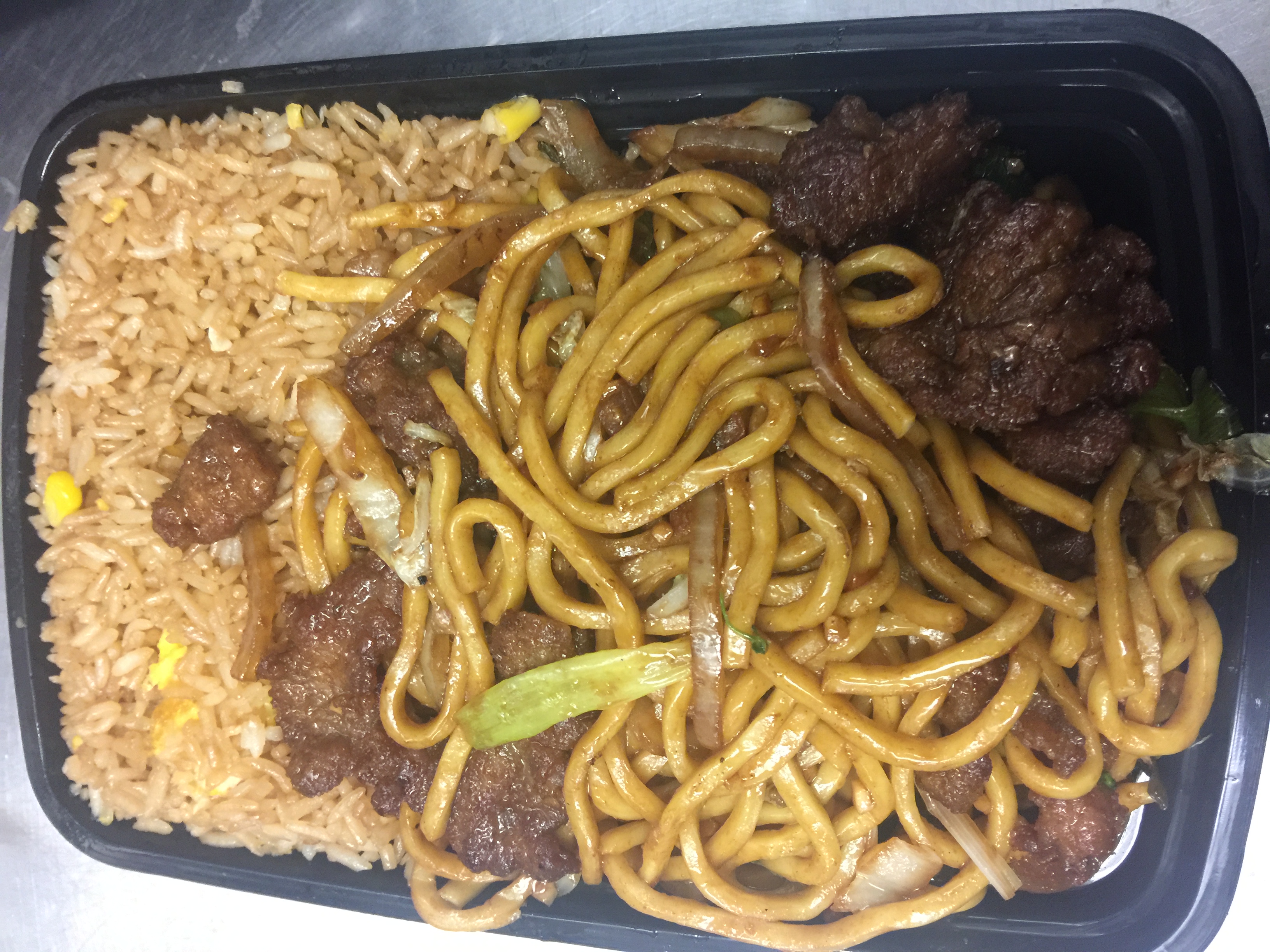 Order C. Beef Lo Mein  food online from New China Cafe store, Moline on bringmethat.com