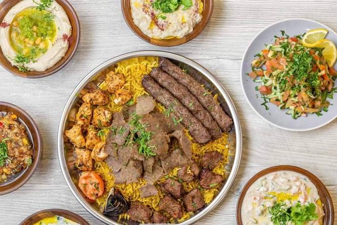 Order 1. Mixed Meat Platter (Serves 3-4 people) food online from Pita Palace store, Franklin on bringmethat.com