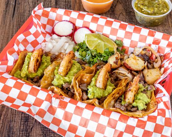 Order Tacos Caprichosos food online from La Unica Birotes Restaurant store, San Antonio on bringmethat.com