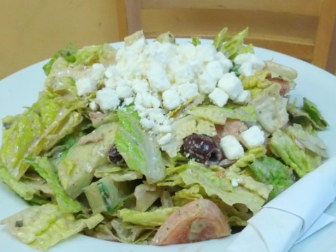 Order Greek Salad food online from Big Mouth Burgers store, San Bruno on bringmethat.com
