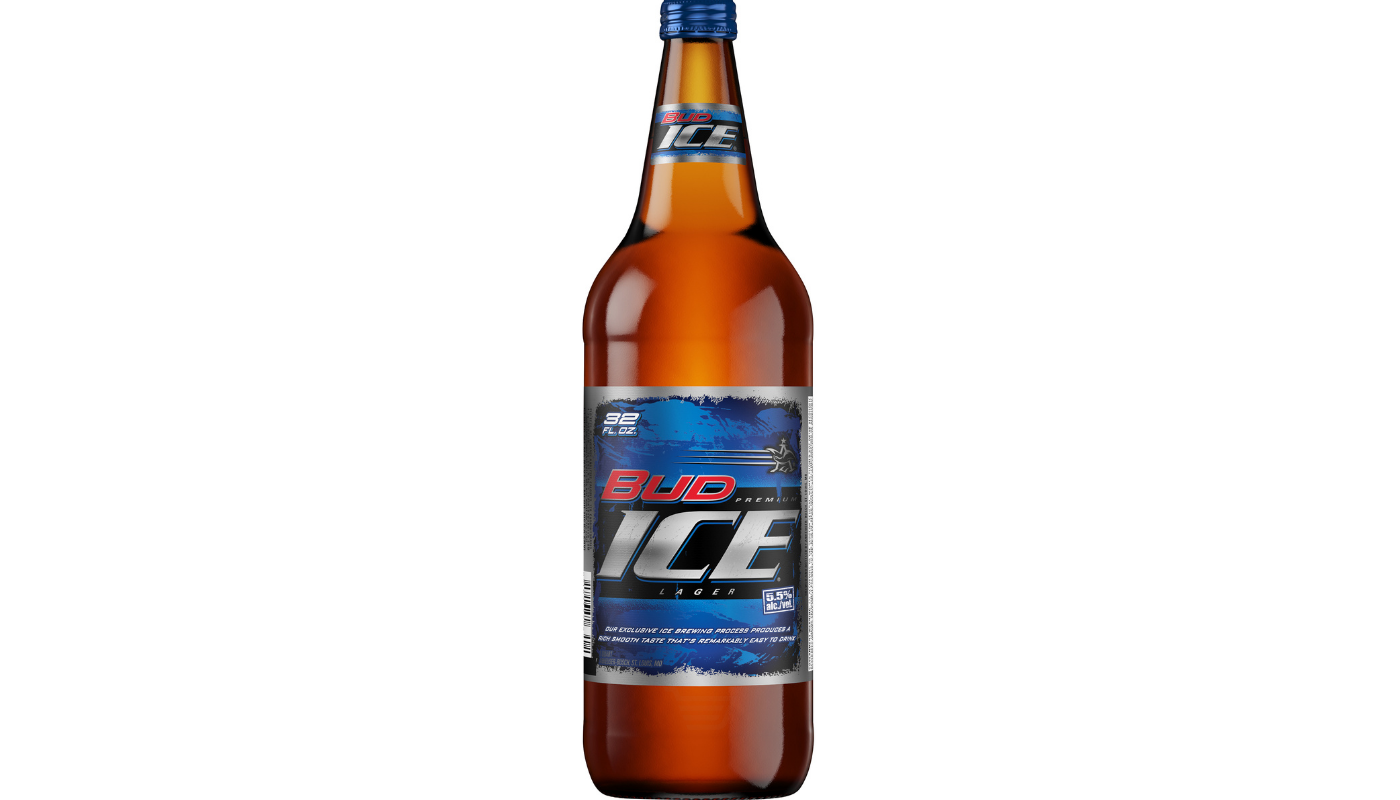Order Bud Ice Lager 32oz Bottle food online from Rancho Liquor store, Thousand Oaks on bringmethat.com