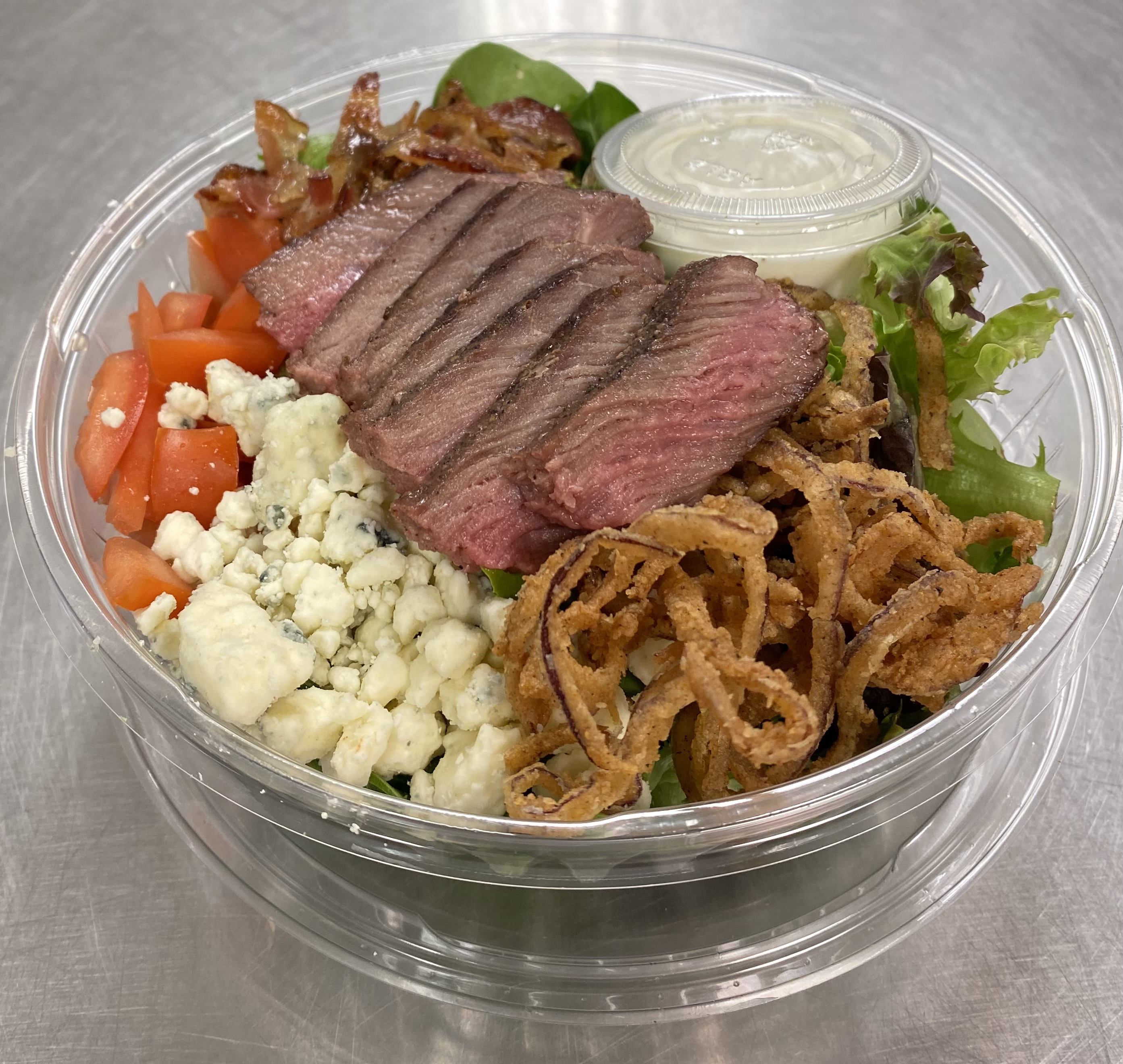 Order Steak and Greens Salad food online from Salt City Soup Co. store, Syracuse on bringmethat.com