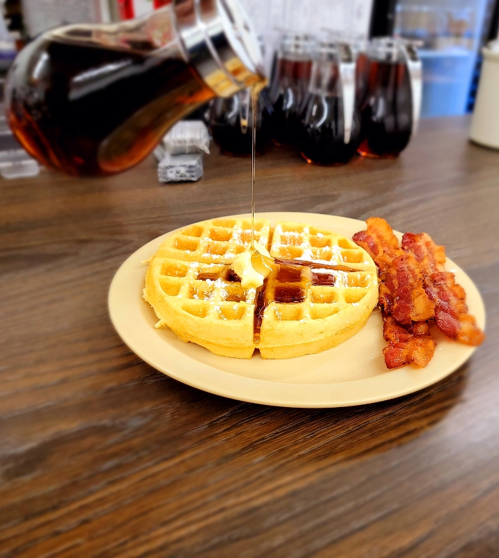 Order Waffle with Bacon, Sausage, Scrapple or Ham food online from Steak In A Sack store, Fort Washington on bringmethat.com