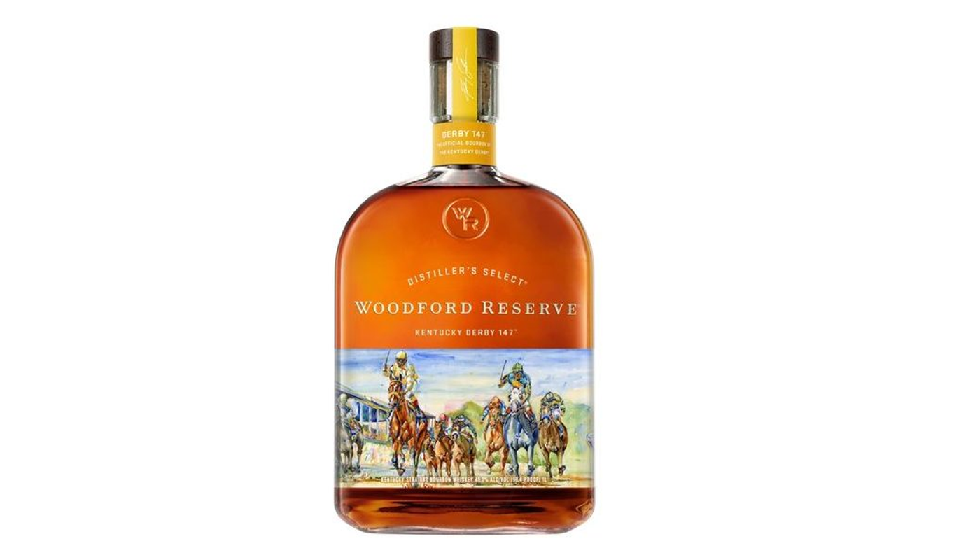 Order Woodford Reserve Distiller's Select Kentucky Straight Bourbon Whiskey Kentucky Derby Bottle 1L food online from Orcutt Liquor & Deli store, Orcutt on bringmethat.com